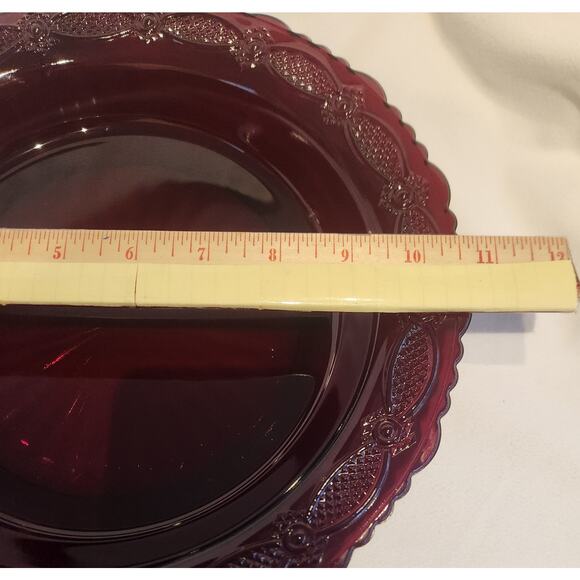 Avon 1876 Cape Cod Ruby Red Pie Plate 11" Fostoria Vintage Pressed Glass USA - Picture 6 of 6
